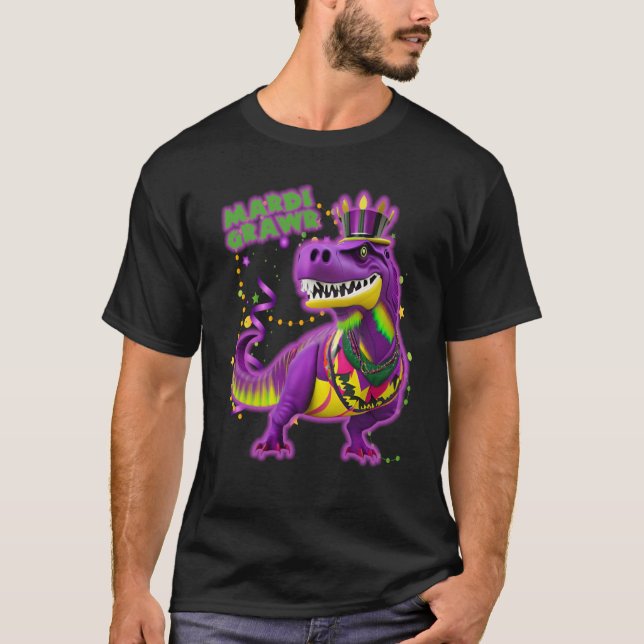 Mardi Grawr Rawrsome Rex Dinosaur Toddler Kids Mar T-Shirt (Front)