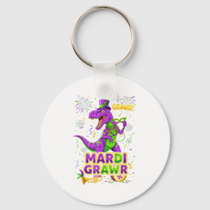 Mardi Grawr Rex Dino Gras Design Key Ring