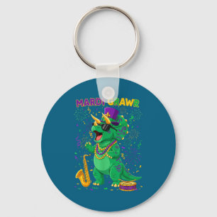 Mardi Grawr Rex Dino Gras Key Ring