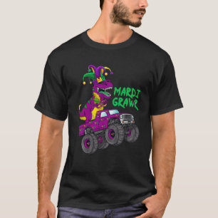 Mardi Grawr Rex Dino Monster Truck Kids Mardi Gras T-Shirt
