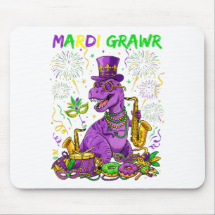 Mardi Grawr Rex Dinosaur Funny Design Mouse Pad