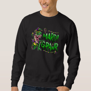 Mardi Grawr Rex Dinosaur Mardi Gras Bead Boys Kids Sweatshirt