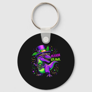 Mardi Grawr T-rex Dino Mardi Gras Dinosaur Beads M Key Ring