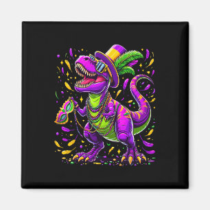 Mardi Grawr T-rex Dino Mardi Gras Magnet