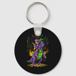 Mardi Grawr T-rex Dino Mardi Gras With Sungles Bea Key Ring