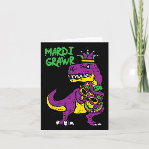 Mardi Grawr T-rex Dino Toddler Kids Mardi Gras Boy Card