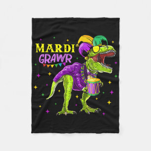 Mardi Grawr T-rex Dino Toddler Kids Mardi Gras Boy Fleece Blanket
