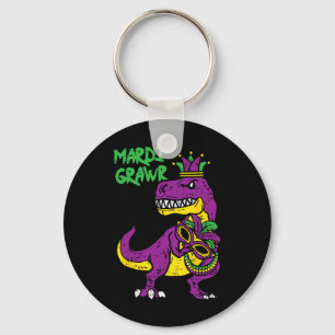 Mardi Grawr T-rex Dino Toddler Kids Mardi Gras Boy Key Ring