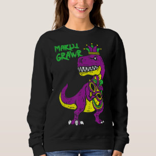 Mardi Grawr T Rex Dino Toddler Kids Mardi Gras Boy Sweatshirt