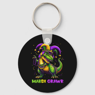 Mardi Grawr T-rex Dinosarus Toddler Kids Mardi Gra Key Ring