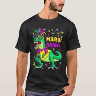 Mardi Grawr T Rex Dinosaur Bead Mardi Gras Party B T-Shirt