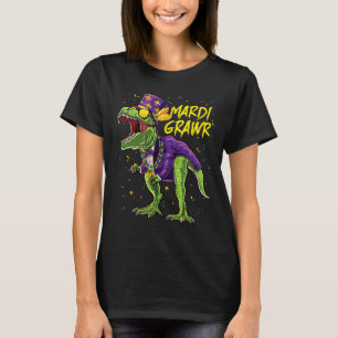 Mardi Grawr T-rex Dinosaur Dino Mardi Gras Kids Bo T-Shirt