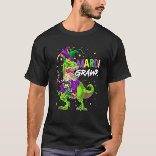 Mardi Grawr T Rex Dinosaur Mardi Gras Bead Costume T-Shirt