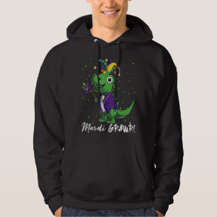 Mardi Grawr T Rex Dinosaur Mardi Gras Costume For Hoodie