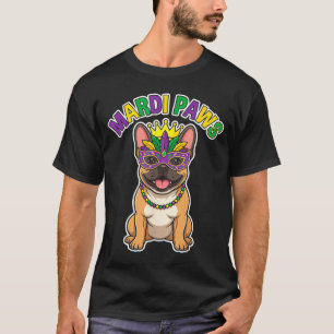 Mardi Paws Bulldog Mask Beads Parade Costume Graph T-Shirt