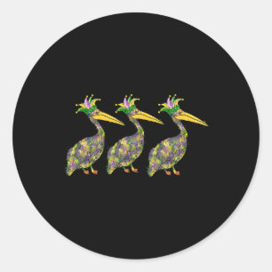 Mardi Pelicans Mardi Gras Beads Louisiana Parade N Classic Round Sticker