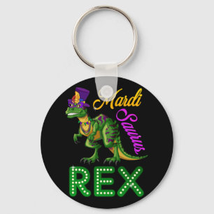 Mardi Saurus Grawr T-Rex Mardi Gras Bead Costume Key Ring