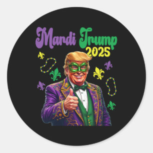 Mardi Trump 2025 Funny Mardi Gras Classic Round Sticker