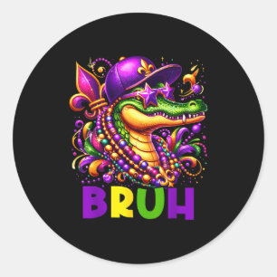 Mardigator Alligator Bruh Mardi Gras Classic Round Sticker