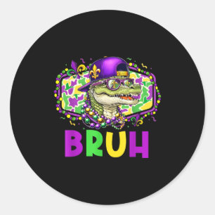 Mardigator alligator bruh mardi gras costume teens classic round sticker