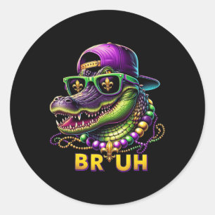 Mardigator Alligator Bruh Mardi Gras Costume Teens Classic Round Sticker