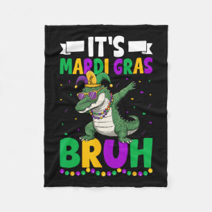 Mardigator Alligator Bruh Mardi Gras Costume Teens Fleece Blanket