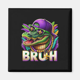 Mardigator Alligator Bruh Mardi Gras Costume Teens Magnet