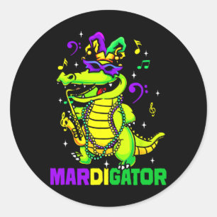 Mardigator Funny Mardi Gras Costume Men Women Kid Classic Round Sticker