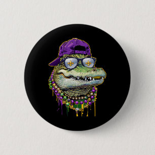 Mardigator Mardi Gras Alligator Costume Men Women 6 Cm Round Badge