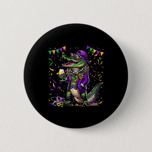 Mardigator Mardi Gras Alligator Costume Men Women 6 Cm Round Badge