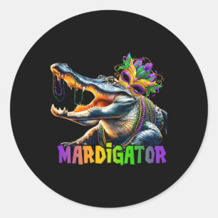 Mardigator Mardi Gras Alligator Costume Men Women Classic Round Sticker