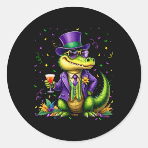 Mardigator Mardi Gras Alligator Costume Men Women Classic Round Sticker