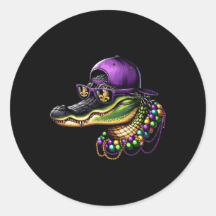 Mardigator Mardi Gras Alligator Costume Men Women Classic Round Sticker