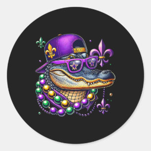Mardigator Mardi Gras Alligator Costume Men Women  Classic Round Sticker