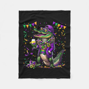 Mardigator Mardi Gras Alligator Costume Men Women Fleece Blanket