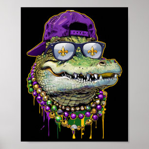 Mardigator Mardi Gras Alligator Costume Men Women Poster