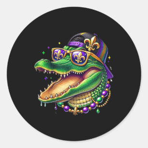 Mardigator Mardi Gras Alligator Mardi Gras Carniva Classic Round Sticker