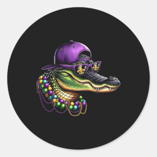 Mardigator Mardi Gras Costume Alligator Carnival B Classic Round Sticker