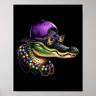 Mardigator Mardi Gras Costume Alligator Carnival B Poster