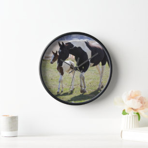 Mare and Filly Walking Clock