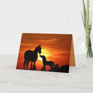 Mare and foal "A mother is someone to look up to." Card