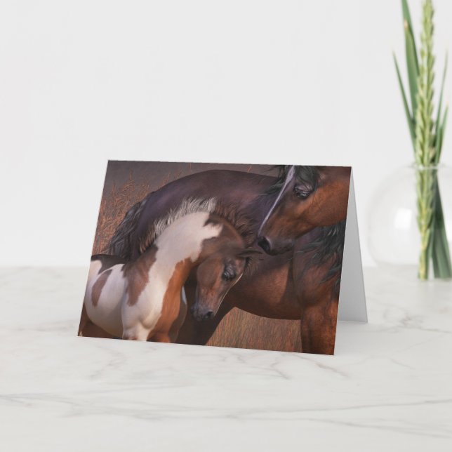 Mare and Foal Blank Greeting Card (Front)