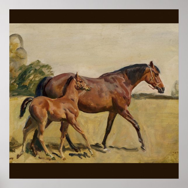 Mare and Foal by Munnings Poster (Front)
