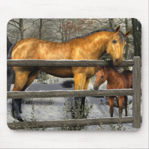 Mare and Foal in Winter Mousepad
