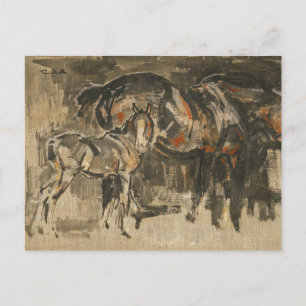Mare and Foal Joseph Crawhall Postcard