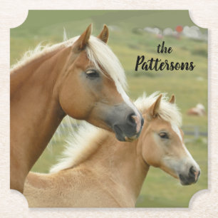 Mare and Foal Portrait Horses Set of 6 Paper Coaster