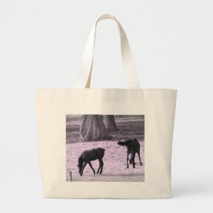 Mare and Foal Purple Tint Large Tote Bag