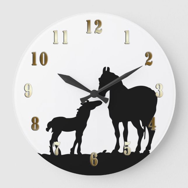 Mare and Foal  Wall Clock (Front)