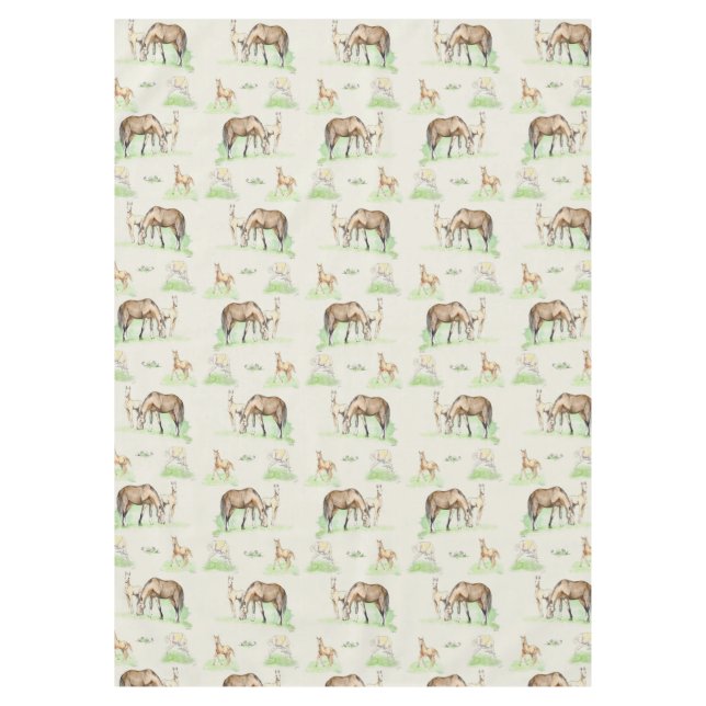 Mare and Horse Foal Pattern Tablecloth (Front)