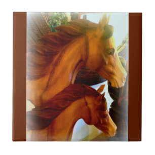 mare and pony ceramic photo tile
